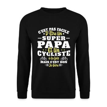 Super Papa Humour Cycliste Vélo Drole Cyclisme - Sweat-shirt Unisexe - noir - Devant - Alina (178cm) & Michal (187cm)