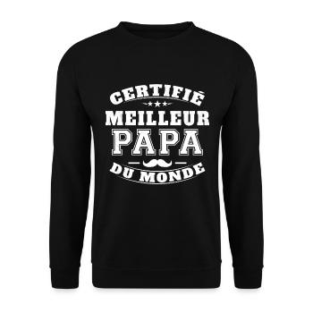 Certifié meilleur papa du monde - Sweat-shirt Unisexe - noir - Devant - Alina (178cm) & Michal (187cm)