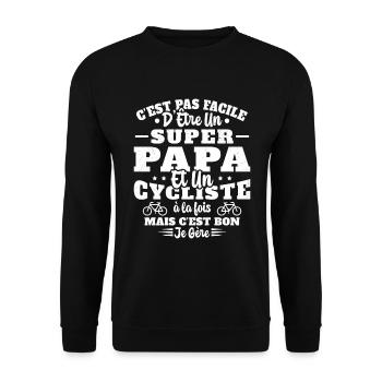 Super Papa Humour Cycliste Vélo Drole Cyclisme - Sweat-shirt Unisexe - noir - Devant - Alina (178cm) & Michal (187cm)