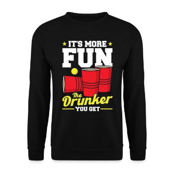 Bier Pong Champion Es macht mehr Spaß je betrunken - Unisex Pullover - Schwarz - Vorne - Alina (178cm) & Michal (187cm)