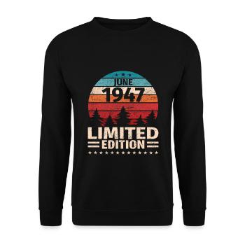 76e anniversaire Juin Millésime 1947 Millésime - Sweat-shirt Unisexe - noir - Devant - Alina (178cm) & Michal (187cm)