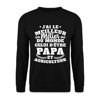 Humour Papa Tracteur Agriculteur Fermier - Sweat-shirt Unisexe - noir - Devant - Alina (178cm) & Michal (187cm)