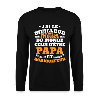 Humour Papa Tracteur Agriculteur Fermier - Sweat-shirt Unisexe - noir - Devant - Alina (178cm) & Michal (187cm)