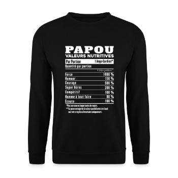 Cadeau papou humour papou valeurs nutritives - Sweat-shirt Unisexe - noir - Devant - Alina (178cm) & Michal (187cm)