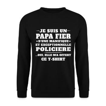 Je suis un Papa Fier d'une magnifique Policière - Sweat-shirt Unisexe - noir - Devant - Alina (178cm) & Michal (187cm)
