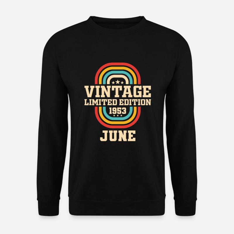 70. Geburtstag Juni Jahrgang 1953 Vintage - Unisex Pullover - Schwarz