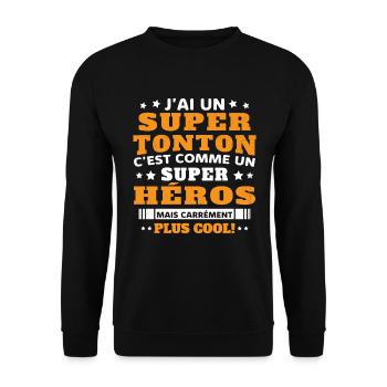 J'ai un super tonton mais carrément plus cool - Sweat-shirt Unisexe - noir - Devant - Alina (178cm) & Michal (187cm)
