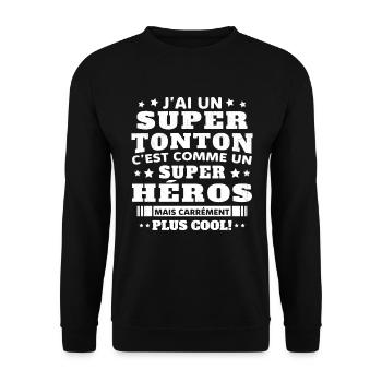J'ai un super tonton mais carrément plus cool - Sweat-shirt Unisexe - noir - Devant - Alina (178cm) & Michal (187cm)