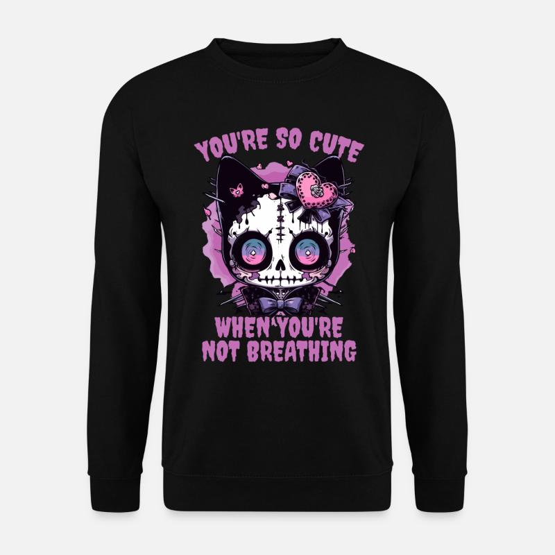 Pastel Goth Kawaii Katze Cute Not Breathing - Unisex Pullover - Schwarz