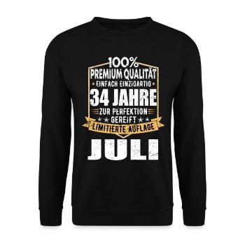 34. Geburtstag Juli Jahrgang 1989 Vintage - Unisex Pullover - Schwarz - Vorne - Alina (178cm) & Michal (187cm)