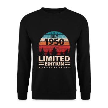 73. Geburtstag Juli Jahrgang 1950 Vintage - Unisex Pullover - Schwarz - Vorne - Alina (178cm) & Michal (187cm)