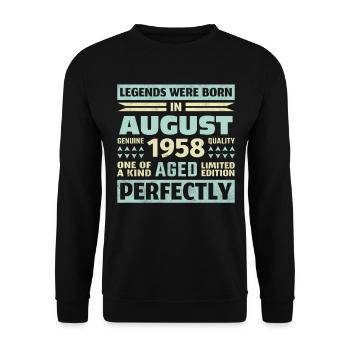 65th Birthday August Vintage 1958 Vintage - Unisex Sweatshirt - black - Front - Alina (178cm) & Michal (187cm)