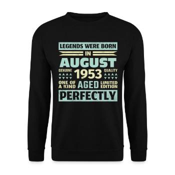 70th Birthday August Vintage 1953 Vintage - Unisex Sweatshirt - black - Front - Alina (178cm) & Michal (187cm)