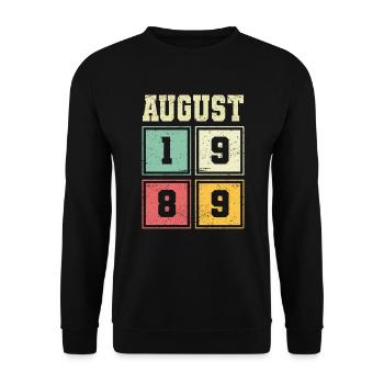 34. Geburtstag August Jahrgang 1989 Vintage - Unisex Pullover - Schwarz - Vorne - Alina (178cm) & Michal (187cm)