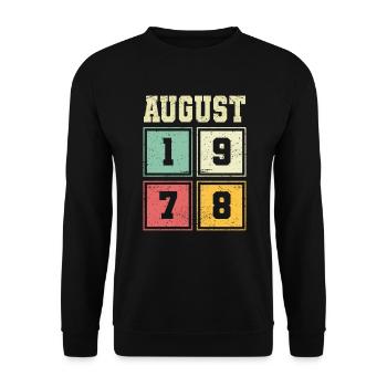 45th Birthday August Vintage 1978 Vintage - Unisex Sweatshirt - black - Front - Alina (178cm) & Michal (187cm)