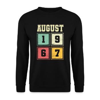 56ème anniversaire août millésime 1967 millésime - Sweat-shirt Unisexe - noir - Devant - Alina (178cm) & Michal (187cm)