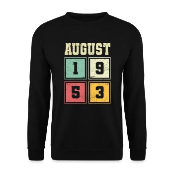 70th Birthday August Vintage 1953 Vintage - Unisex Sweatshirt - black - Front - Alina (178cm) & Michal (187cm)