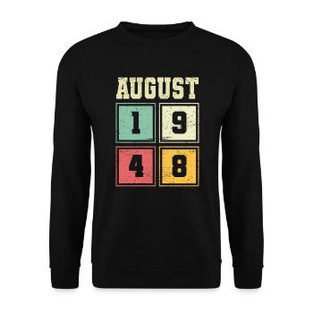 75e anniversaire Août Millésime 1948 Millésime - Sweat-shirt Unisexe - noir - Devant - Alina (178cm) & Michal (187cm)