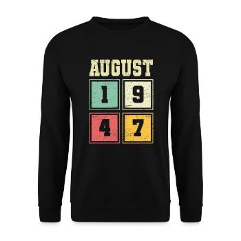 76e anniversaire août millésime 1947 millésime - Sweat-shirt Unisexe - noir - Devant - Alina (178cm) & Michal (187cm)