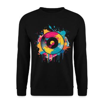 Vinyl Schallplatte Bunt - Unisex Pullover - Schwarz - Vorne - Alina (178cm) & Michal (187cm)