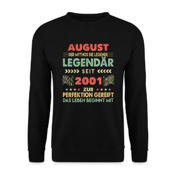 22. Geburtstag August Jahrgang 2001 Vintage - Unisex Pullover - Schwarz - Vorne - Alina (178cm) & Michal (187cm)