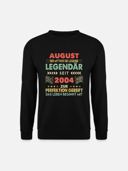 19. Geburtstag August Jahrgang 2004 Vintage - Unisex Pullover - Schwarz