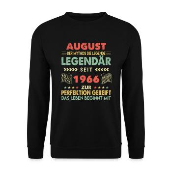 57. Geburtstag August Jahrgang 1966 Vintage - Unisex Pullover - Schwarz - Vorne - Alina (178cm) & Michal (187cm)