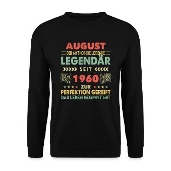 63. Geburtstag August Jahrgang 1960 Vintage - Unisex Pullover - Schwarz - Vorne - Alina (178cm) & Michal (187cm)