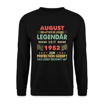 71. Geburtstag August Jahrgang 1952 Vintage - Unisex Pullover - Schwarz - Vorne - Alina (178cm) & Michal (187cm)