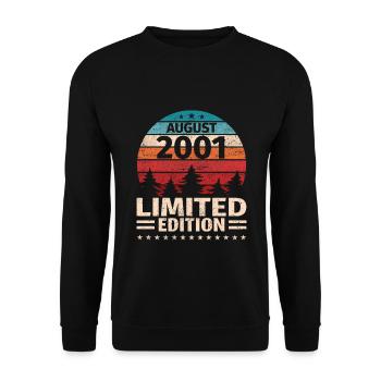 22. Geburtstag August Jahrgang 2001 Vintage - Unisex Pullover - Schwarz - Vorne - Alina (178cm) & Michal (187cm)
