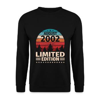 21. Geburtstag August Jahrgang 2002 Vintage - Unisex Pullover - Schwarz - Vorne - Alina (178cm) & Michal (187cm)