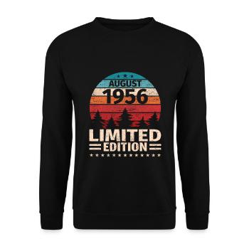 67. Geburtstag August Jahrgang 1956 Vintage - Unisex Pullover - Schwarz - Vorne - Alina (178cm) & Michal (187cm)