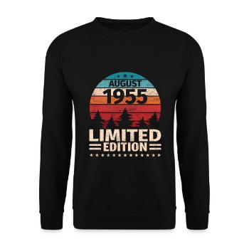 68. Geburtstag August Jahrgang 1955 Vintage - Unisex Pullover - Schwarz - Vorne - Alina (178cm) & Michal (187cm)