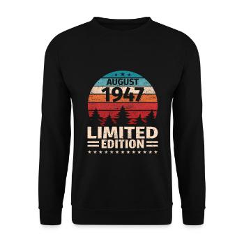 76e anniversaire août millésime 1947 millésime - Sweat-shirt Unisexe - noir - Devant - Alina (178cm) & Michal (187cm)