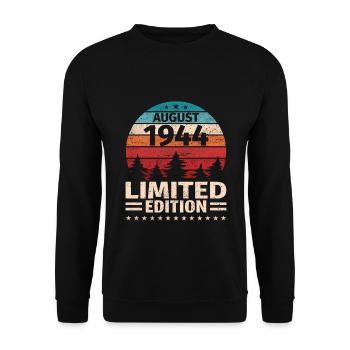 79. Geburtstag August Jahrgang 1944 Vintage - Unisex Pullover - Schwarz - Vorne - Alina (178cm) & Michal (187cm)