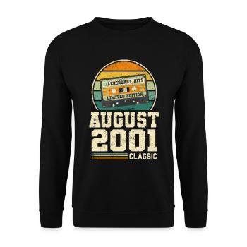 22. Geburtstag August Jahrgang 2001 Vintage - Unisex Pullover - Schwarz - Vorne - Alina (178cm) & Michal (187cm)