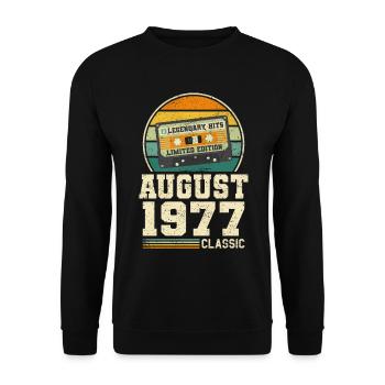 46ème anniversaire août millésime 1977 millésime - Sweat-shirt Unisexe - noir - Devant - Alina (178cm) & Michal (187cm)
