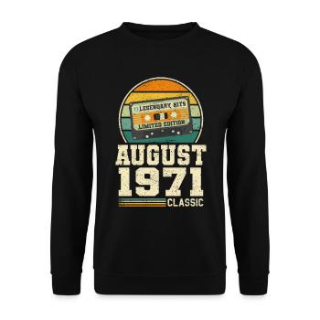 52ème anniversaire août millésime 1971 millésime - Sweat-shirt Unisexe - noir - Devant - Alina (178cm) & Michal (187cm)