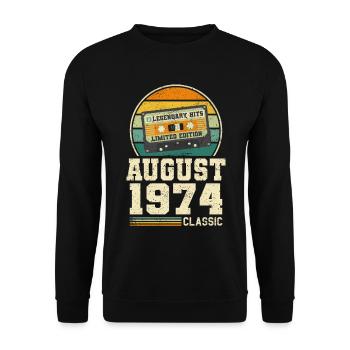 49ème anniversaire août millésime 1974 millésime - Sweat-shirt Unisexe - noir - Devant - Alina (178cm) & Michal (187cm)
