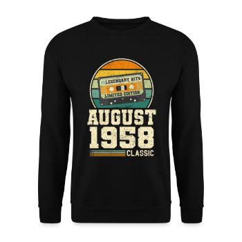 65th Birthday August Vintage 1958 Vintage - Unisex Sweatshirt - black - Front - Alina (178cm) & Michal (187cm)