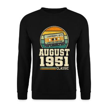 72. Geburtstag August Jahrgang 1951 Vintage - Unisex Pullover - Schwarz - Vorne - Alina (178cm) & Michal (187cm)