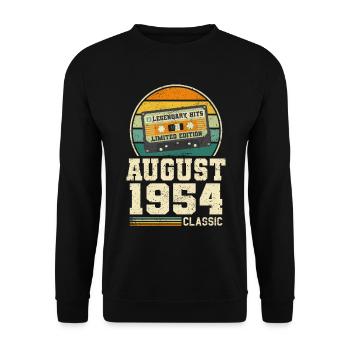 69th Birthday August Vintage 1954 Vintage - Unisex Sweatshirt - black - Front - Alina (178cm) & Michal (187cm)