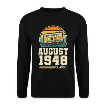 75e anniversaire Août Millésime 1948 Millésime - Sweat-shirt Unisexe - noir - Devant - Alina (178cm) & Michal (187cm)