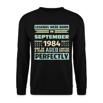 39th Birthday August Vintage 1984 Vintage - Unisex Sweatshirt - black - Front - Alina (178cm) & Michal (187cm)
