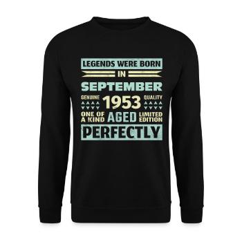 70th Birthday September Vintage 1953 Vintage - Unisex Sweatshirt - black - Front - Alina (178cm) & Michal (187cm)