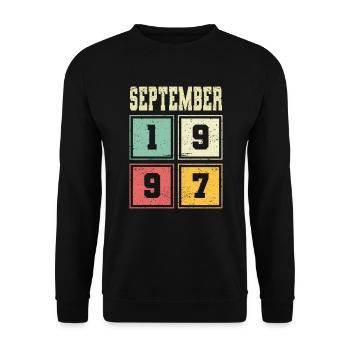 26ème anniversaire Septembre Millésime 1997 Millésime - Sweat-shirt Unisexe - noir - Devant - Alina (178cm) & Michal (187cm)