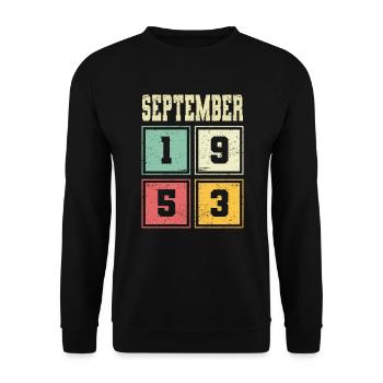70th Birthday September Vintage 1953 Vintage - Unisex Sweatshirt - black - Front - Alina (178cm) & Michal (187cm)