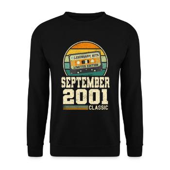 22. Geburtstag September Jahrgang 2001 Vintage - Unisex Pullover - Schwarz - Vorne - Alina (178cm) & Michal (187cm)