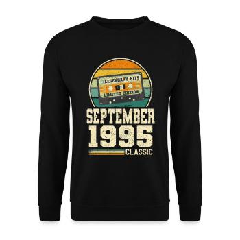 28th Birthday September Vintage 1995 Vintage - Unisex Sweatshirt - black - Front - Alina (178cm) & Michal (187cm)