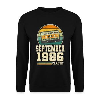 37th Birthday September Vintage 1986 Vintage - Unisex Sweatshirt - black - Front - Alina (178cm) & Michal (187cm)